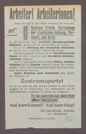 "Arbeiter! Arbeiterinnen!"