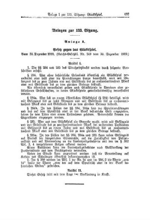 Anlagen zur 133. Sitzung
