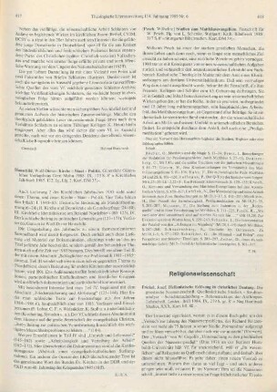 417 [Rezension] Hauschild, Wolf-Dieter, Kirche, Staat, Politik