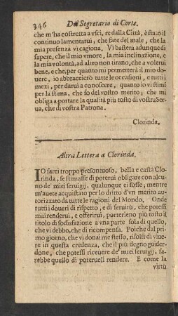 Altra Lettera a Clorinda.