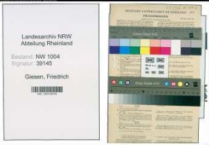 Entnazifizierung Friedrich Giesen , geb. 19.10.1890 (Landessekretaer)