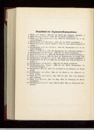 Verzeichnis der Regiments-Kommandeure