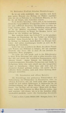 VII. Sanatorien und offene Kurorte
