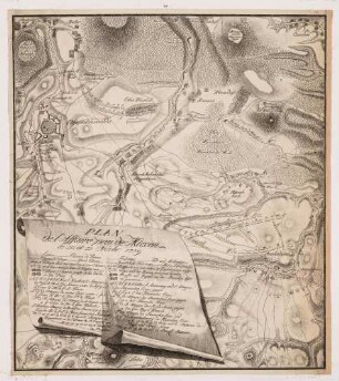 Ausläufer der Schlacht bei Maxen im Siebenjährigen Krieg zwischen Preußen und Österreich am 20. November 1759 bei Dippoldiswalde, Landkarte mit Truppenaufstellung von Dippoldiswalde im Westen bis Reinhardtsgrimma im Osten