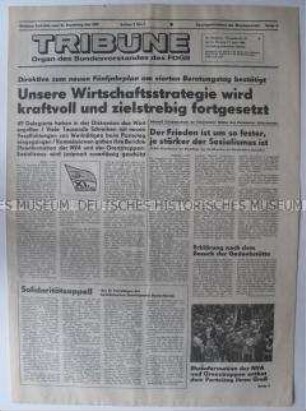 Tageszeitung des FDGB "Tribüne" zum IX. Parteitag der SED