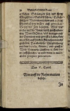 Das V. Capitel. Worauff die Reformation bestehe.