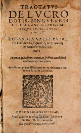 Tractatus de Lucro Dotis