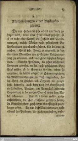 §. 3. Muthmaßungen einer Beschwängerung