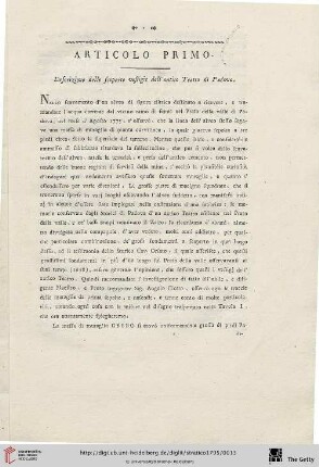 Artic. I. : Descrizione delle scoperte vestigie dell’ antico Teatro di Padova