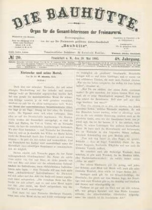 No. 20. Frankfurt a. M., den 20. Mai 1905. 48. Jahrgang.