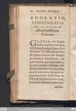 Adoratio, Commendatio Et Gratiarum actio ad Sanctißimam Trinitatem.