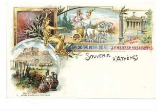 Athen - Aufschrift: "Griechische Weine. J. F. Menzer, Neckargemünd"
