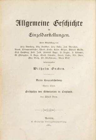 Geschichte der Revolution in England : mit Porträts, Illustrationen und Karten