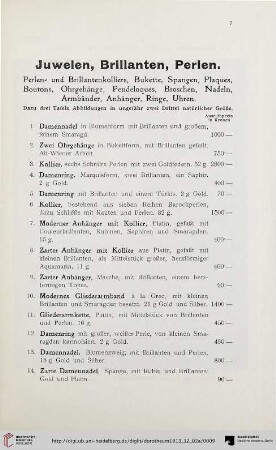 Juwelen, Brillanten, Perlen (Nr. 1-63)