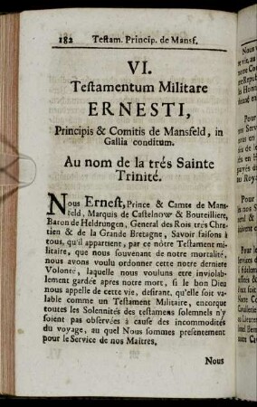 VI. Testamentum Militare Ernesti,...
