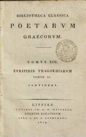 Euripidis tragoediae : in usum praelectionum academicarum et scholarum, 2