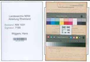 Entnazifizierung Hans Wiggers , geb. 13.09.1894 (Landgerichtsrat)