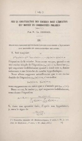 Sur la construction des courbes dont l'équation est donnée en coordonnées polaires. [Fortsetzung]