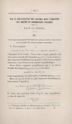 Sur la construction des courbes dont l'équation est donnée en coordonnées polaires. [Fortsetzung]