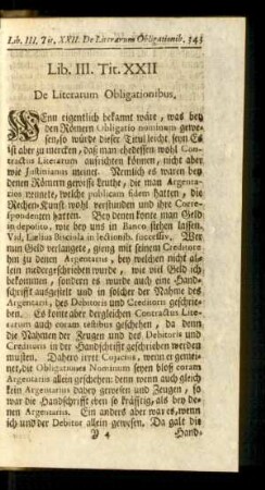 Tit. XXII. De Literarum Obligationibus.