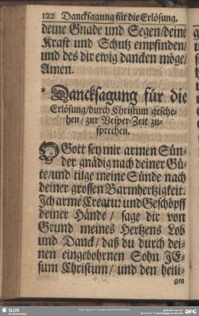 Dancksagung für die Erlösung am Montag