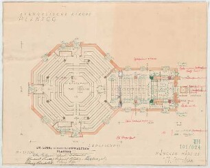 Fischer, Theodor; Planegg bei München (Bayern); Ev. Waldkirche - Grundriss EG