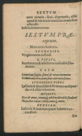 Sextum Praeceptum.