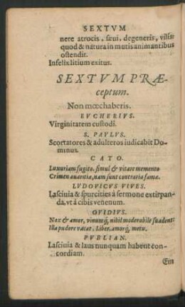 Sextum Praeceptum.