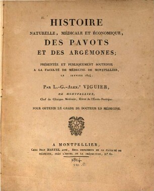 Histoire naturelle, médicale et économique des pavots et des argémones