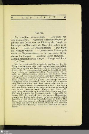 Kapitel XIX: Hunger