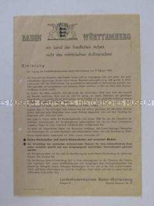 Propagandaflugblatt der Friedensbewegung Baden-Württembergs mit dem Wortlaut einer Erklärung des Landesfriedenskomitees