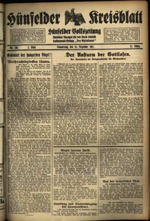 Zweite Ausgabe vom Donnerstag, den 24. Dezember 1931.