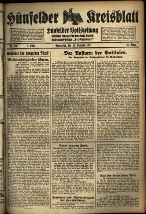 Zweite Ausgabe vom Donnerstag, den 24. Dezember 1931.