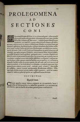Prolegomena ad sectiones coni.