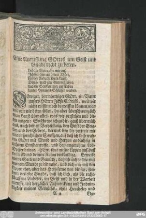 Eine Anruffung Gottes um Geist und Gnade recht zu beten.