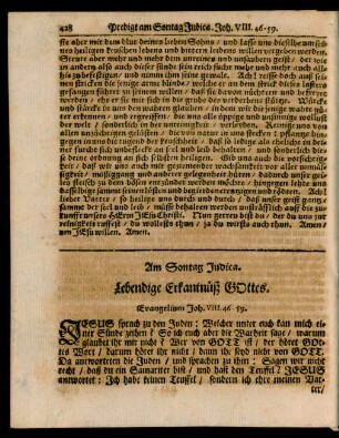 Am Sontag Judica. Lebendige Erkantnüß GOttes