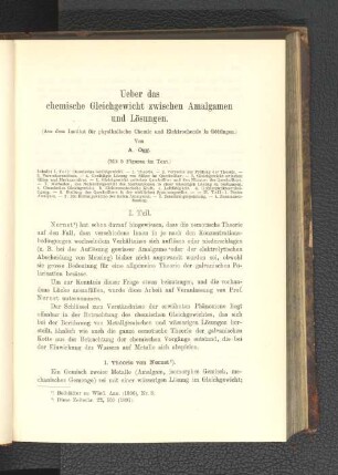 Ueber das chemische Gleichgewicht zwischen Amalgamen und Lösungen