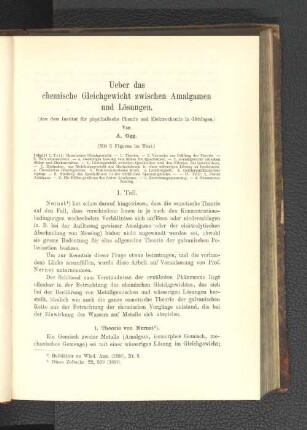 Ueber das chemische Gleichgewicht zwischen Amalgamen und Lösungen