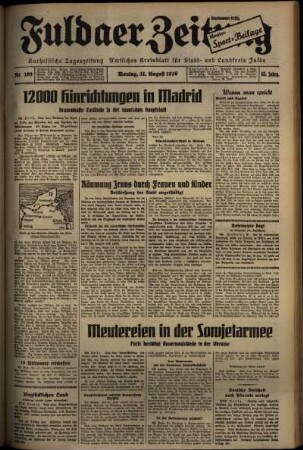 Ausgabe vom Montag, den 31. August 1936.