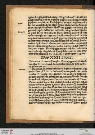 Das XXII Capitel