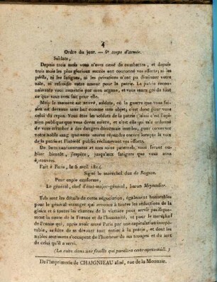... Extrait du Moniteur du Jeudi 7 Avril, [1]. Paris, le 6 avril 1814