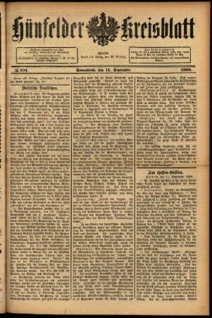 Ausgabe vom Samstag, den 12. September 1896.