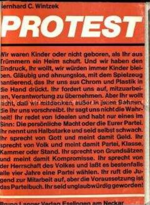 Publikation "Protest" von Bernhard C. Wintzek