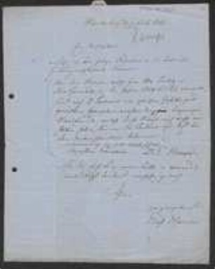 Brief von Ernst Hampe an Regensburgische Botanische Gesellschaft