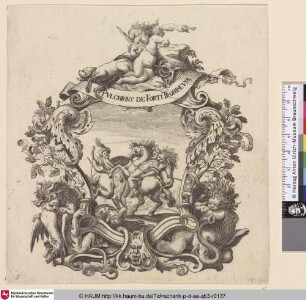 [Kartusche mit Devise; Emblematic subject in ornamental frame]