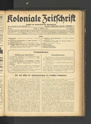 Nr. 42. Berlin, 17. Oktober 1913. 14. Jahrgang.