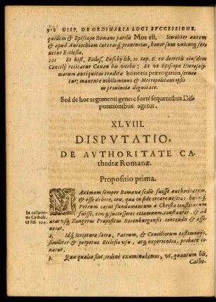 XLVIII. Disputatio, De Authoritate Cathedrae Romanae.