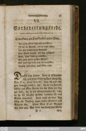 VII. Vorbereitungsrede. Erweckung zur Dankbarkeit gegen Gott.