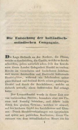 Die Entstehung der holländisch-ostindischen Compagnie