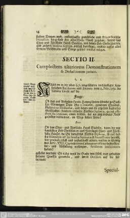 Sectio II. Complectens ulteriorem Demonstrationem & Deductionem iurium